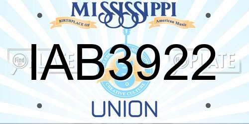 IAB3922 Mississippi License Plate