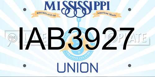 IAB3927 Mississippi License Plate