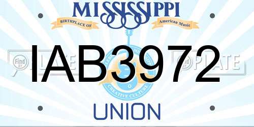 IAB3972 Mississippi License Plate