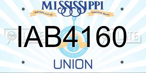 IAB4160 Mississippi License Plate
