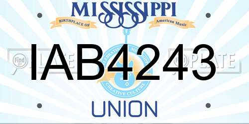 IAB4243 Mississippi License Plate