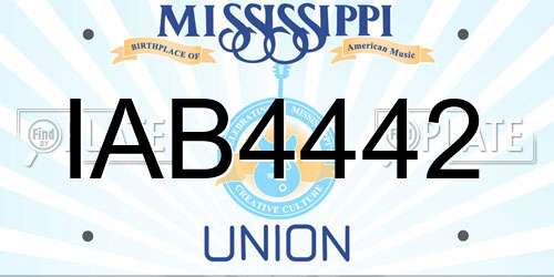 IAB4442 Mississippi License Plate