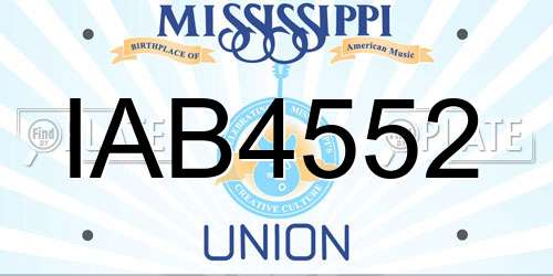 IAB4552 Mississippi License Plate