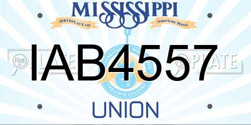 IAB4557 Mississippi License Plate