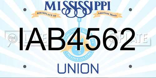 IAB4562 Mississippi License Plate