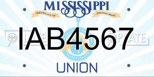 IAB4567 Mississippi License Plate