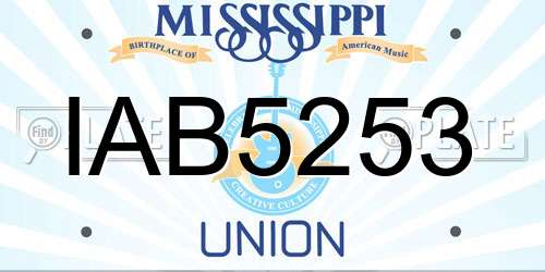 IAB5253 Mississippi License Plate