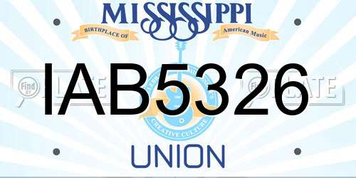 IAB5326 Mississippi License Plate