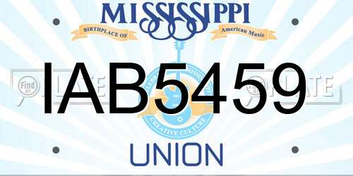 IAB5459 Mississippi License Plate