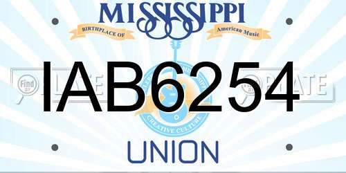 IAB6254 Mississippi License Plate