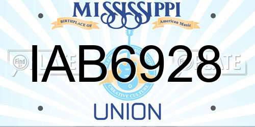 IAB6928 Mississippi License Plate