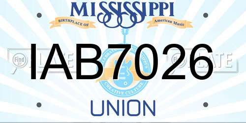 IAB7026 Mississippi License Plate