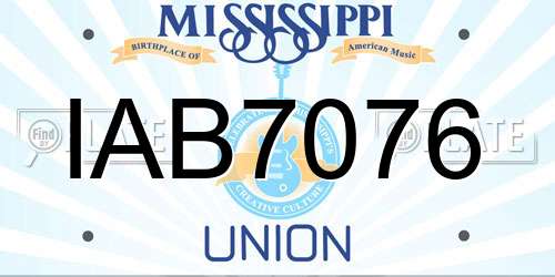 IAB7076 Mississippi License Plate
