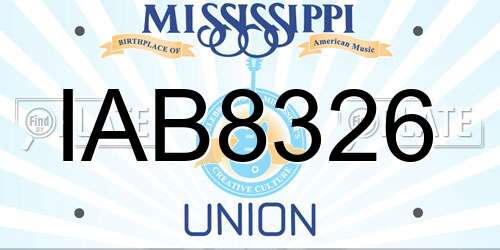 IAB8326 Mississippi License Plate