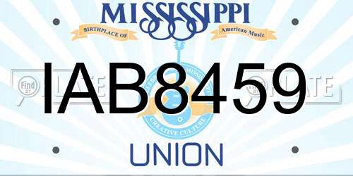 IAB8459 Mississippi License Plate