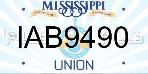 IAB9490 Mississippi License Plate