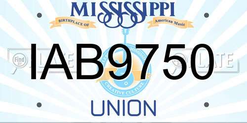 IAB9750 Mississippi License Plate