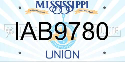 IAB9780 Mississippi License Plate