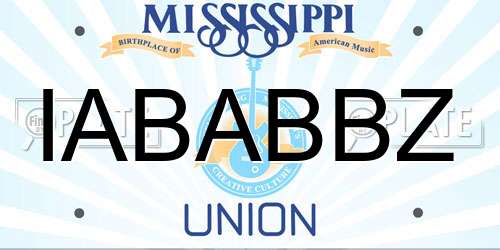 IABABBZ Mississippi License Plate
