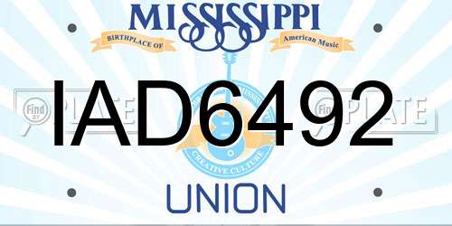 IAD6492 Mississippi License Plate