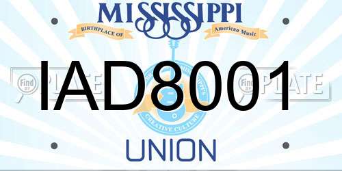 IAD8001 Mississippi License Plate