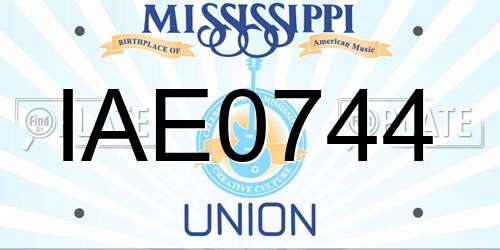 IAE0744 Mississippi License Plate