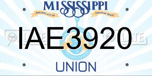IAE3920 Mississippi License Plate