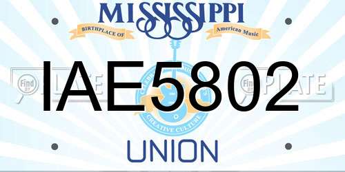 IAE5802 Mississippi License Plate