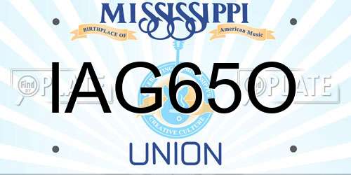 IAG65O Mississippi License Plate