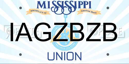 IAGZBZB Mississippi License Plate