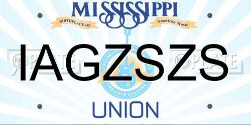 IAGZSZS Mississippi License Plate