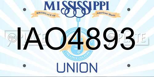 IAO4893 Mississippi License Plate