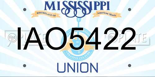 IAO5422 Mississippi License Plate