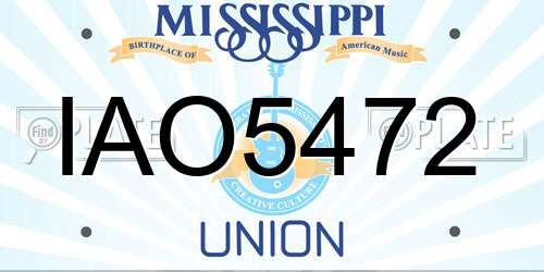 IAO5472 Mississippi License Plate
