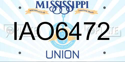 IAO6472 Mississippi License Plate