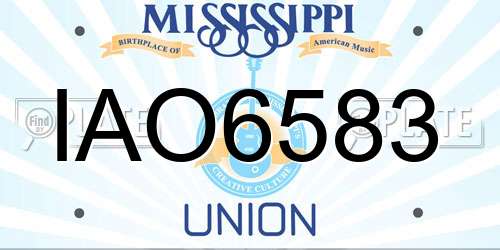 IAO6583 Mississippi License Plate