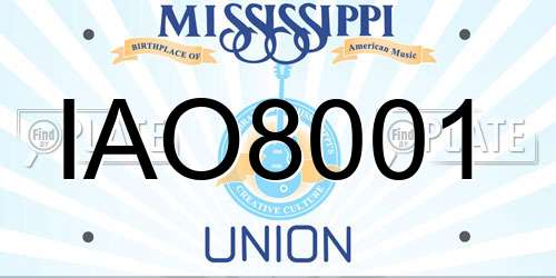 IAO8001 Mississippi License Plate