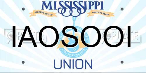 IAOSOOI Mississippi License Plate