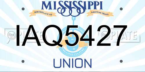 IAQ5427 Mississippi License Plate