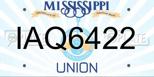 IAQ6422 Mississippi License Plate
