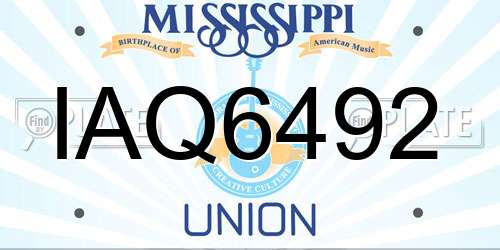 IAQ6492 Mississippi License Plate