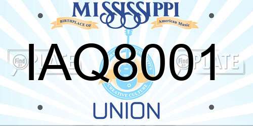 IAQ8001 Mississippi License Plate