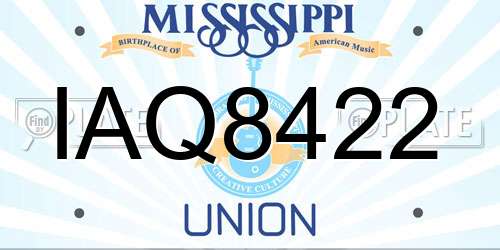 IAQ8422 Mississippi License Plate