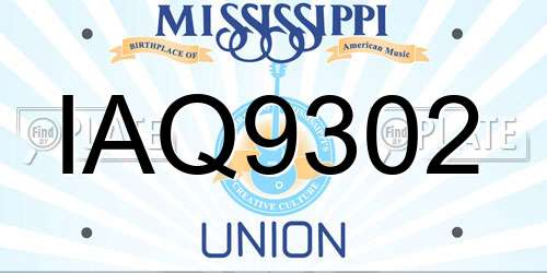 IAQ9302 Mississippi License Plate