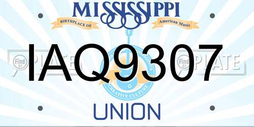 IAQ9307 Mississippi License Plate