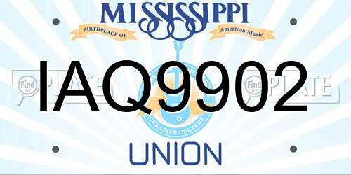 IAQ9902 Mississippi License Plate