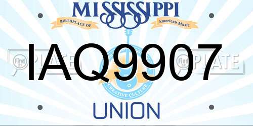 IAQ9907 Mississippi License Plate