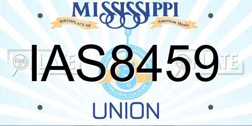IAS8459 Mississippi License Plate