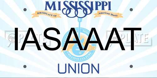 IASAAAT Mississippi License Plate