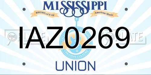 IAZ0269 Mississippi License Plate